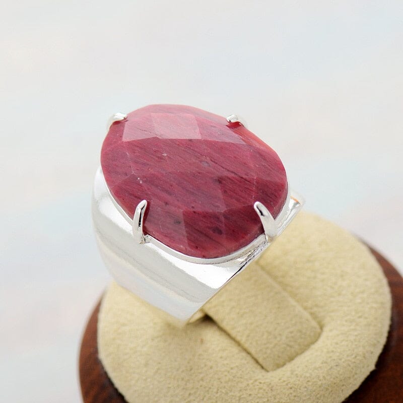 Subtle Oval Rhodochrosite Ring