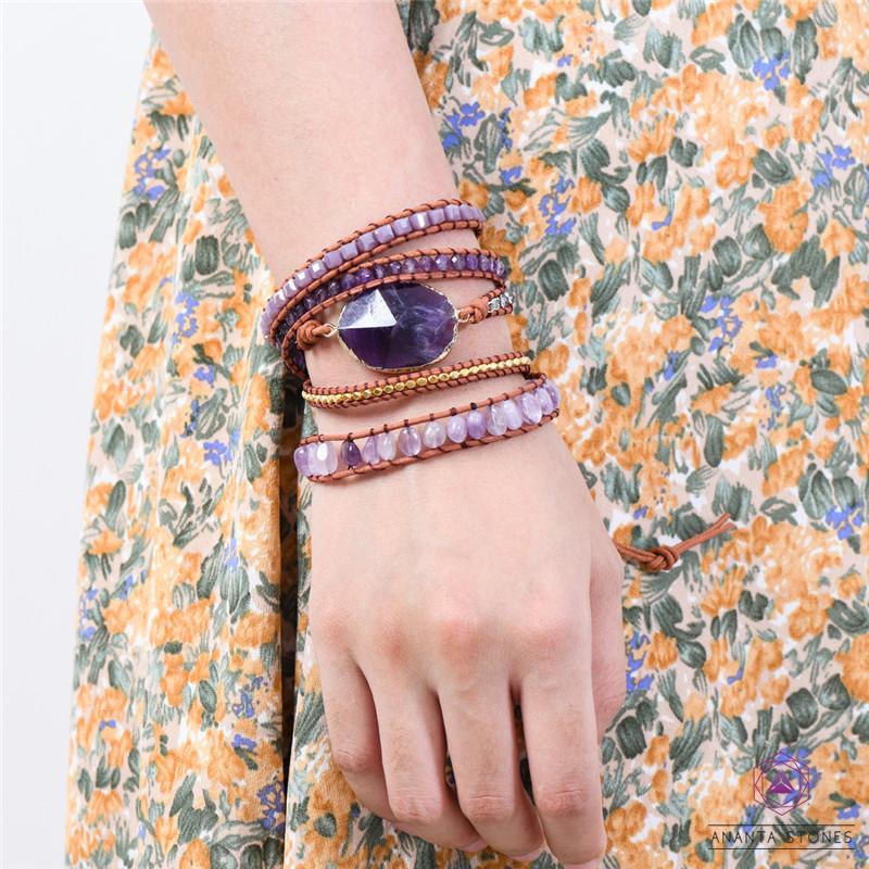 Healing Amethyst Stone Wrap Bracelet