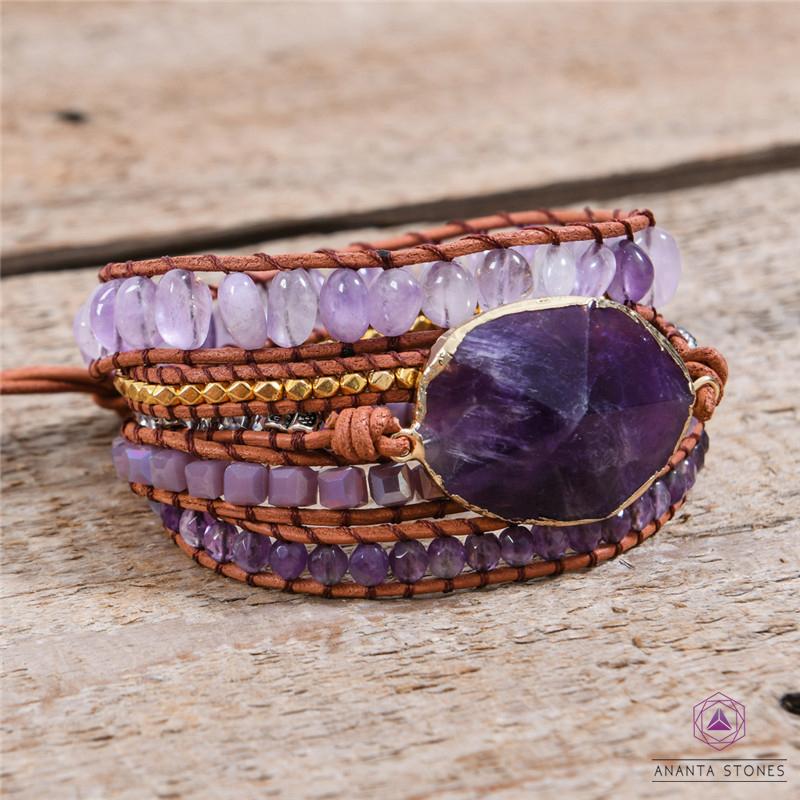 Healing Amethyst Stone Wrap Bracelet