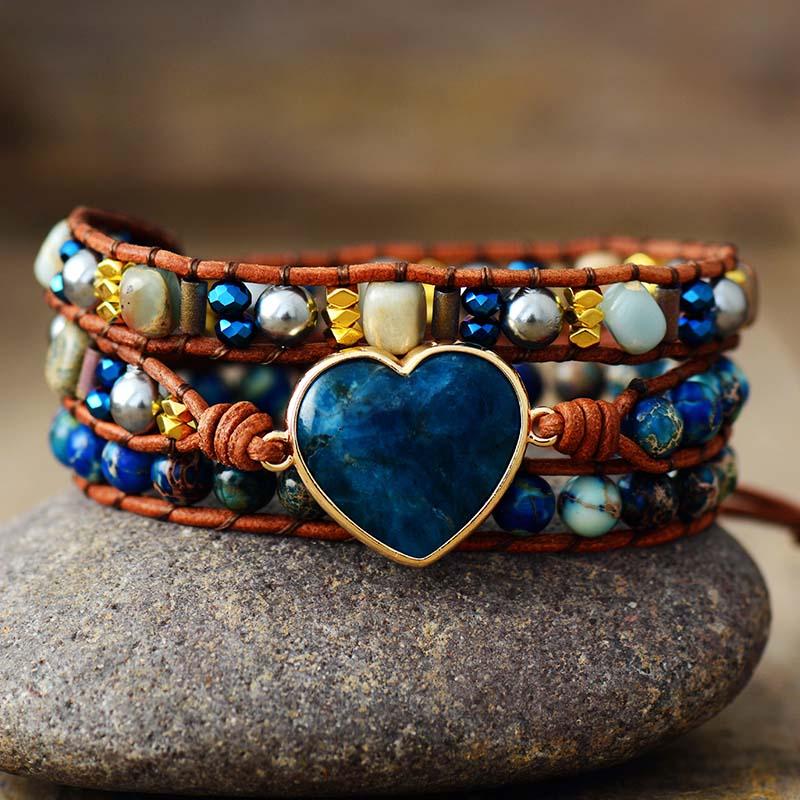 Healing Heart Apatite Wrap Bracelet