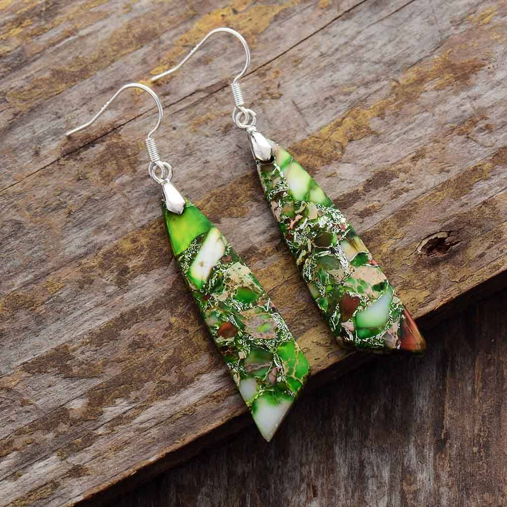 Healing Green Jasper Dangle Earring