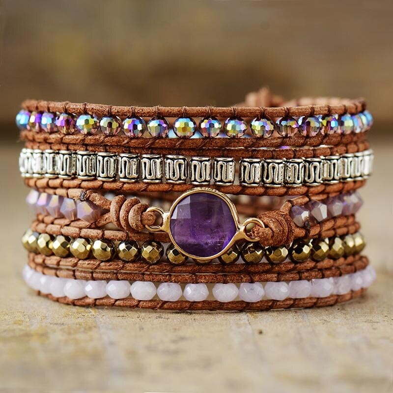 Gleaming Amethyst Wrap Bracelet
