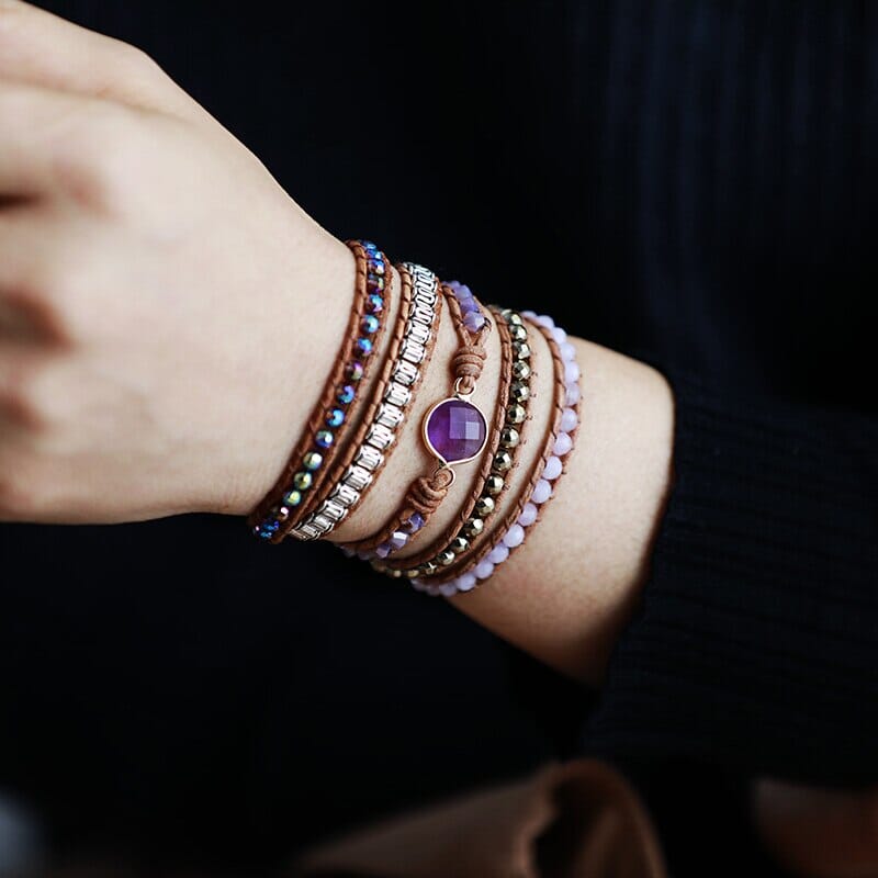 Gleaming Amethyst Wrap Bracelet