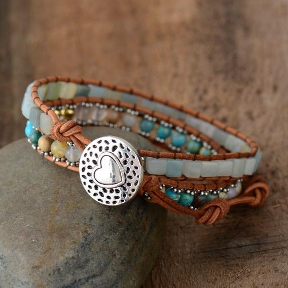 Pulsera envolvente de amazonita calmante natural