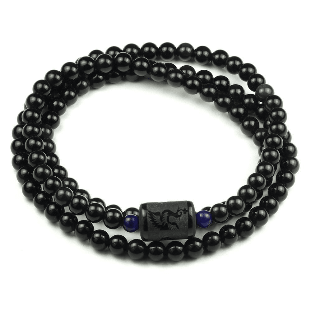 Healing Obsidian Dragon + Phoenix Bracelet Set