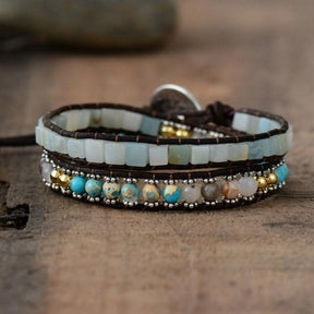Natural Calming Amazonite Wrap Bracelet