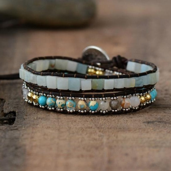 Natural Calming Amazonite Wrap Bracelet