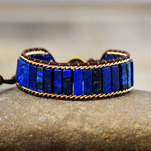 Bracciale avvolgente con lapislazzuli bohémien