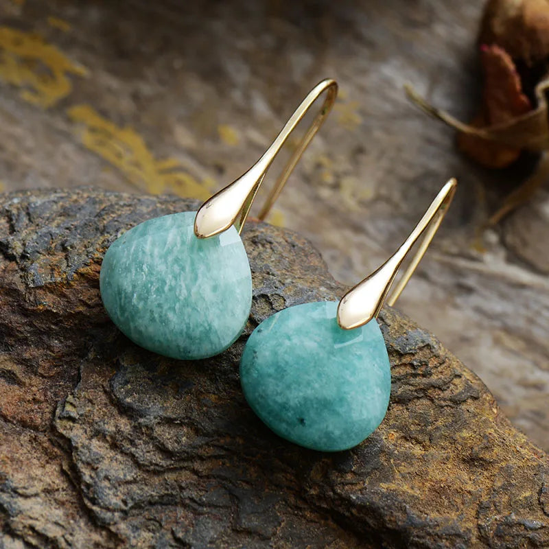 Minimalist Amazonite Drop Earrings