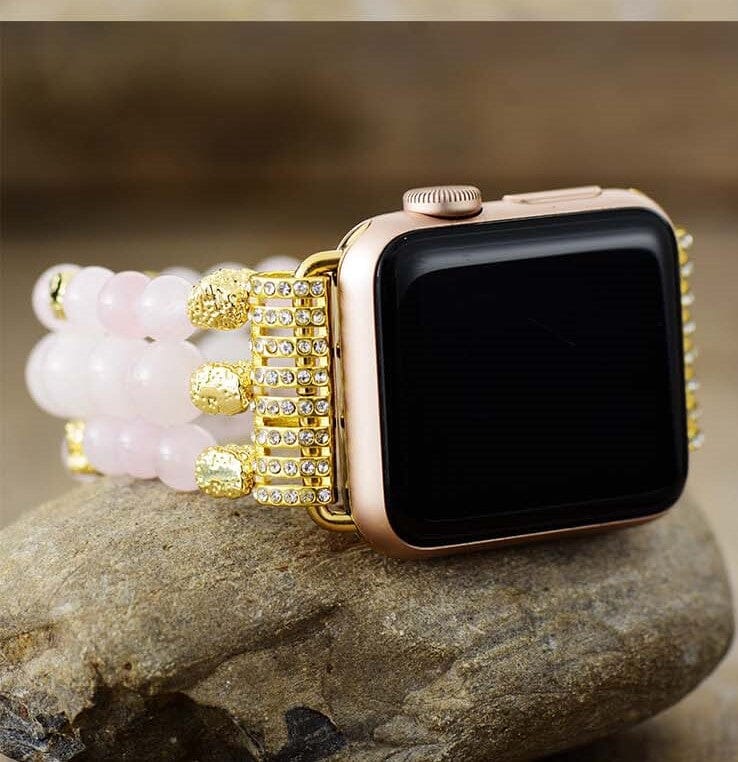 Healing Rose Quartz Perfect Fit Apple Watch Strap