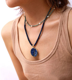 Calming Lapis Lazuli Beaded Necklace