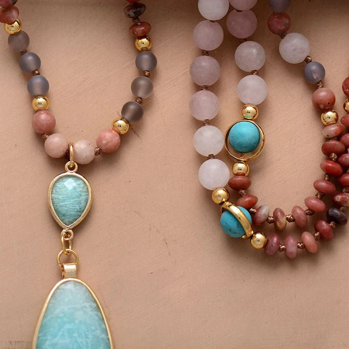 Frosted Turquoise and Amazonite Protection Necklace