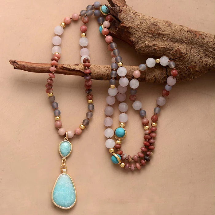 Frosted Turquoise and Amazonite Protection Necklace