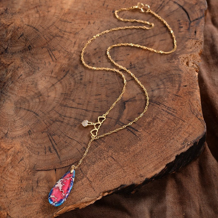 Heartened Jasper Waterdrop Necklace