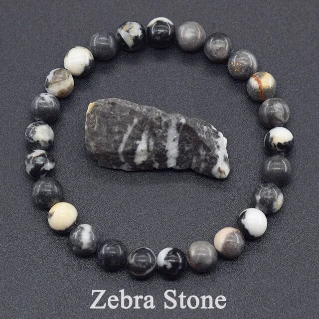 Natural Zebra Stone Beads Bracelet