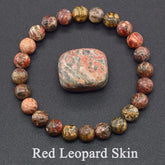 Natural Red Leopard Skin Stone Beads Bracelet