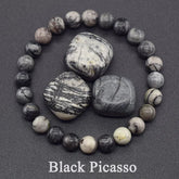 Natural Black Picasso Stone Beads Bracelet