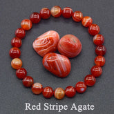Natural Red Stripe Agate Stone Beads Bracelet