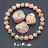 Natural Red Picasso Stone Beads Bracelet