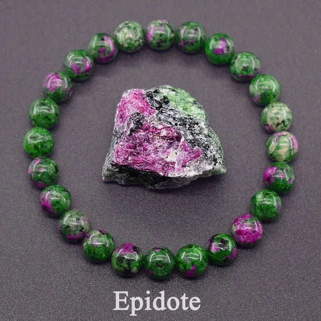 Natural Epidote Stone Beads Bracelet