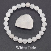 Natural White Jade Stone Beads Bracelet