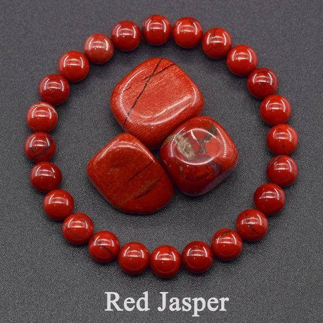 Natural Red Jasper Stone Beads Bracelet
