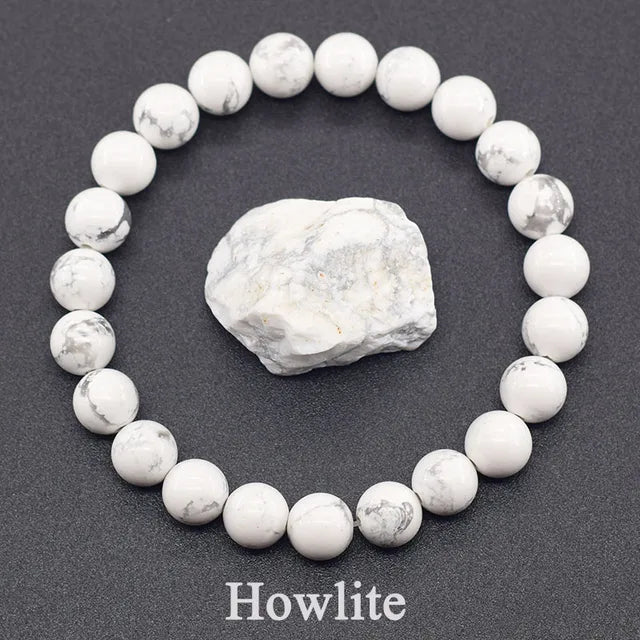 Natural Howlite Stone Beads Bracelet