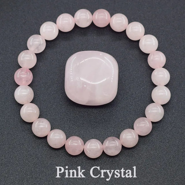 Natural Pink Crystal Stone Beads Bracelet