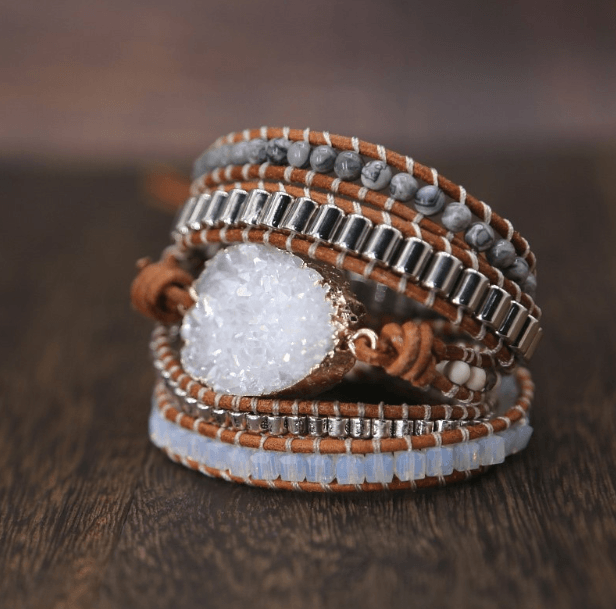 Healing White Celestine Chakra Wrap Bracelet