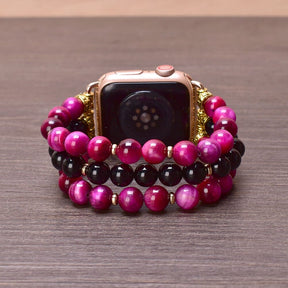 Rhodonite Onyx Blend Perfect Fit Apple Watch Strap