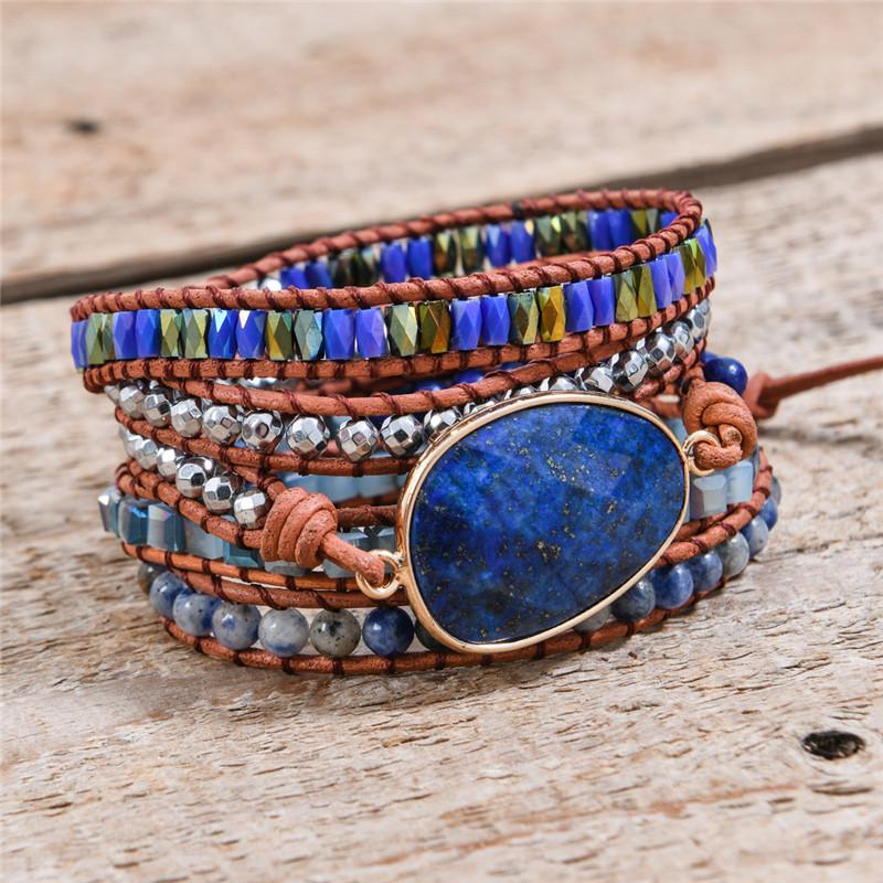 Lazuli Agate Protection Wrap Bracelet