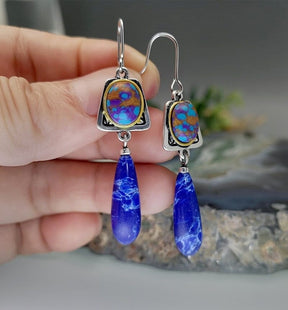 925 Silver Natural Lapis Lazuli Hook Earrings