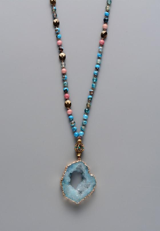 Healing Geode Druzy Turquoise Necklace