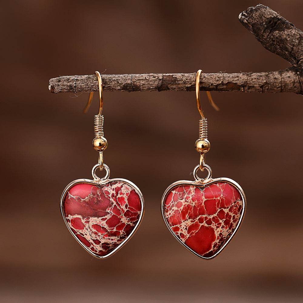 Heart Red Jasper Earrings