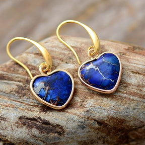 Nurturing Blue Jasper Heart Earrings