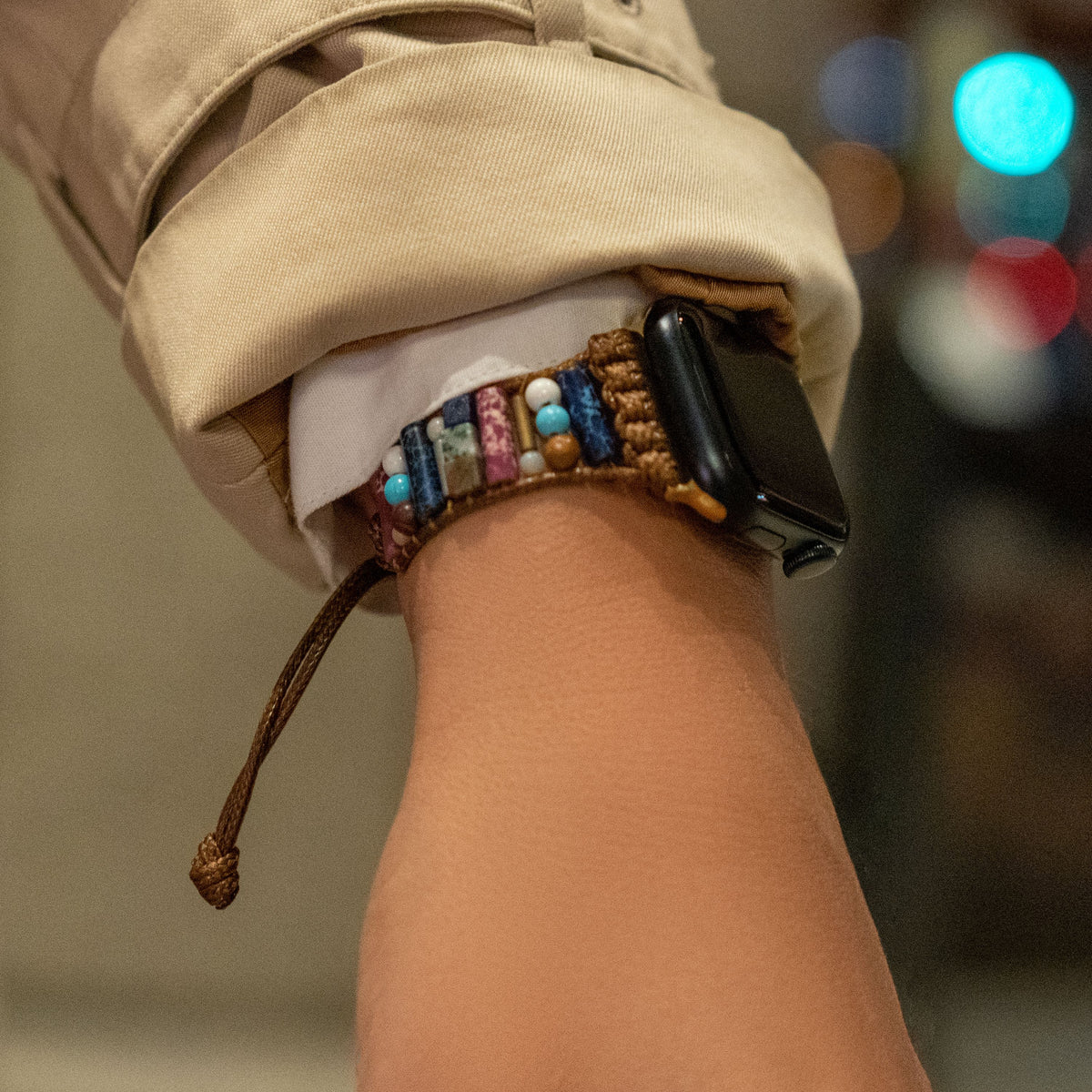 Cinturino per orologio Apple con pietre miste etniche