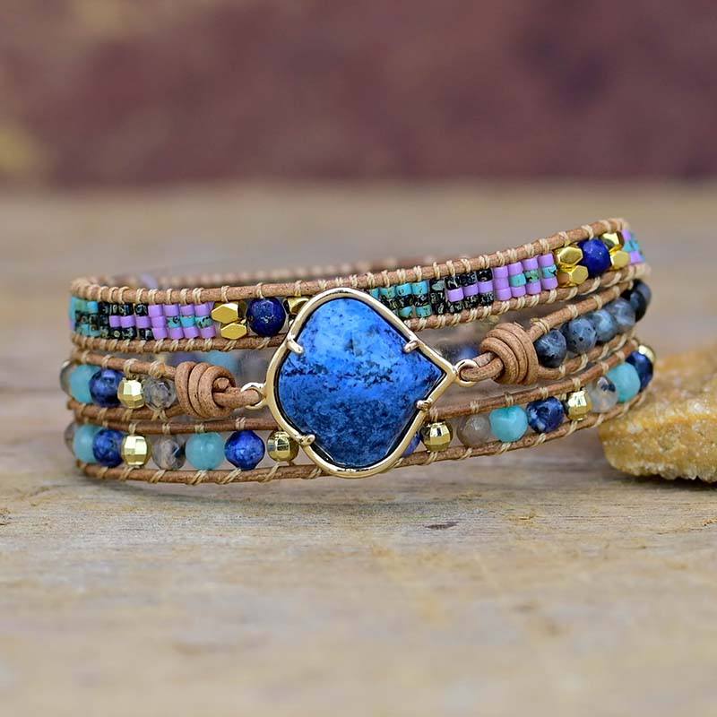 Blue Crystal Stone Wrap Bracelet