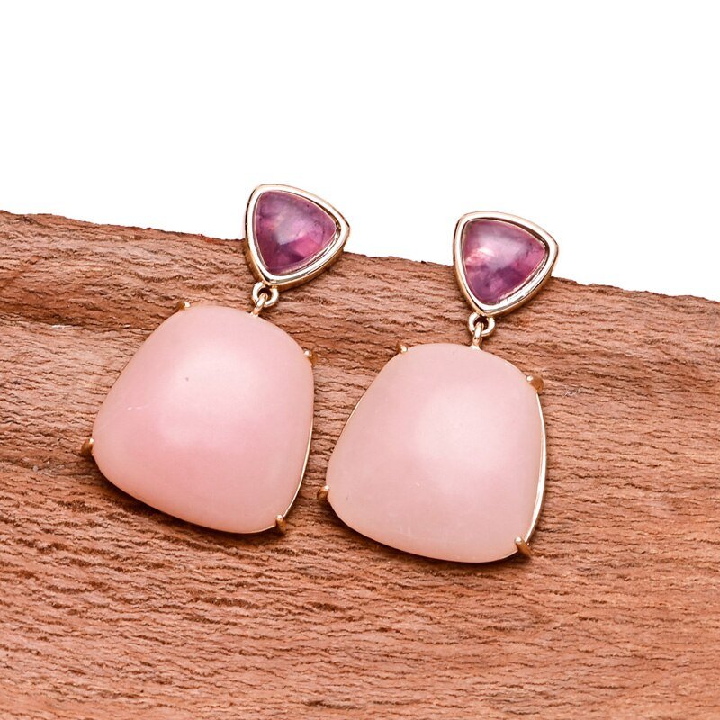 Uplifting Pink Opal Emperor Stone Earrings
