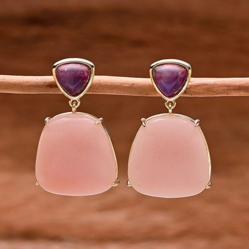 Uplifting Pink Opal Emperor Stone Earrings