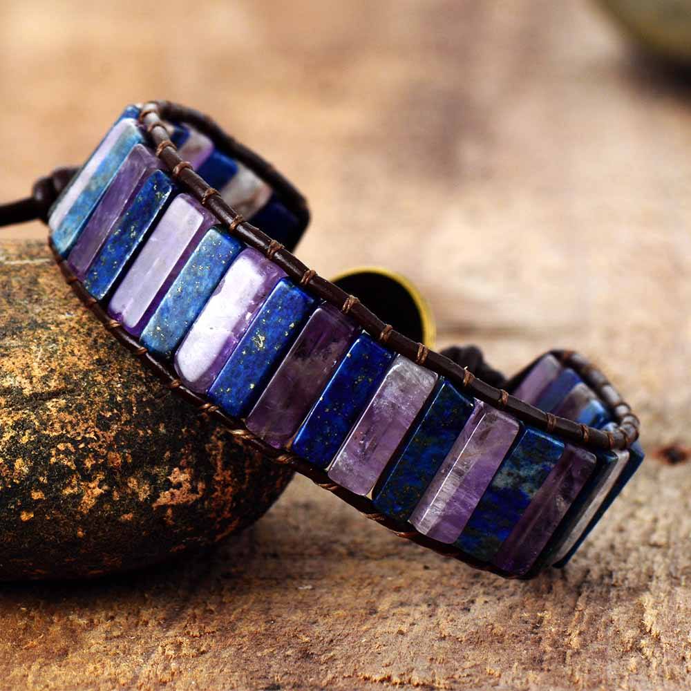Lapis Lazuli Amethyst Wrap Bracelet