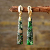 Radiant Green Jasper Long Stud Earrings