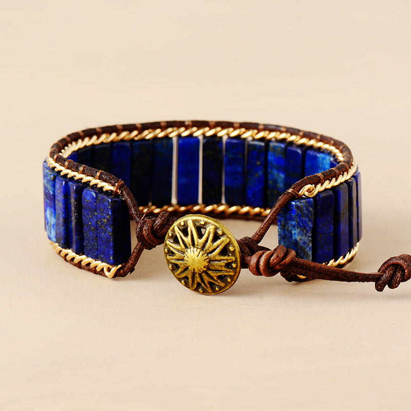 Boheemse Lapis Lazuli Wikkelarmband