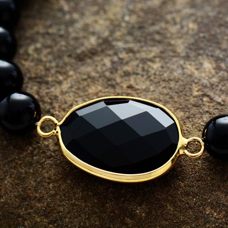 Elegant Black Onyx Bead Bracelet