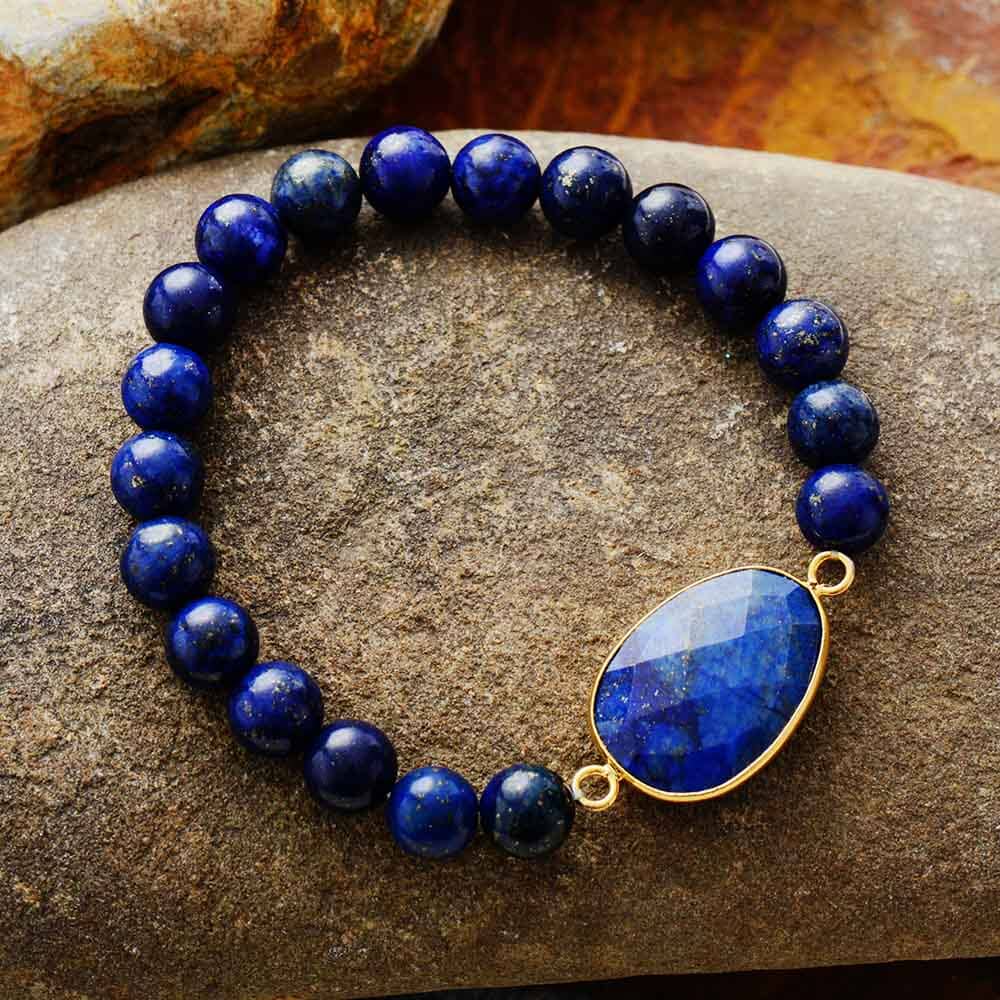 Elegant Lapis Lazuli Bead Bracelet
