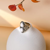 Elegant White Opal Twin Stone Ring