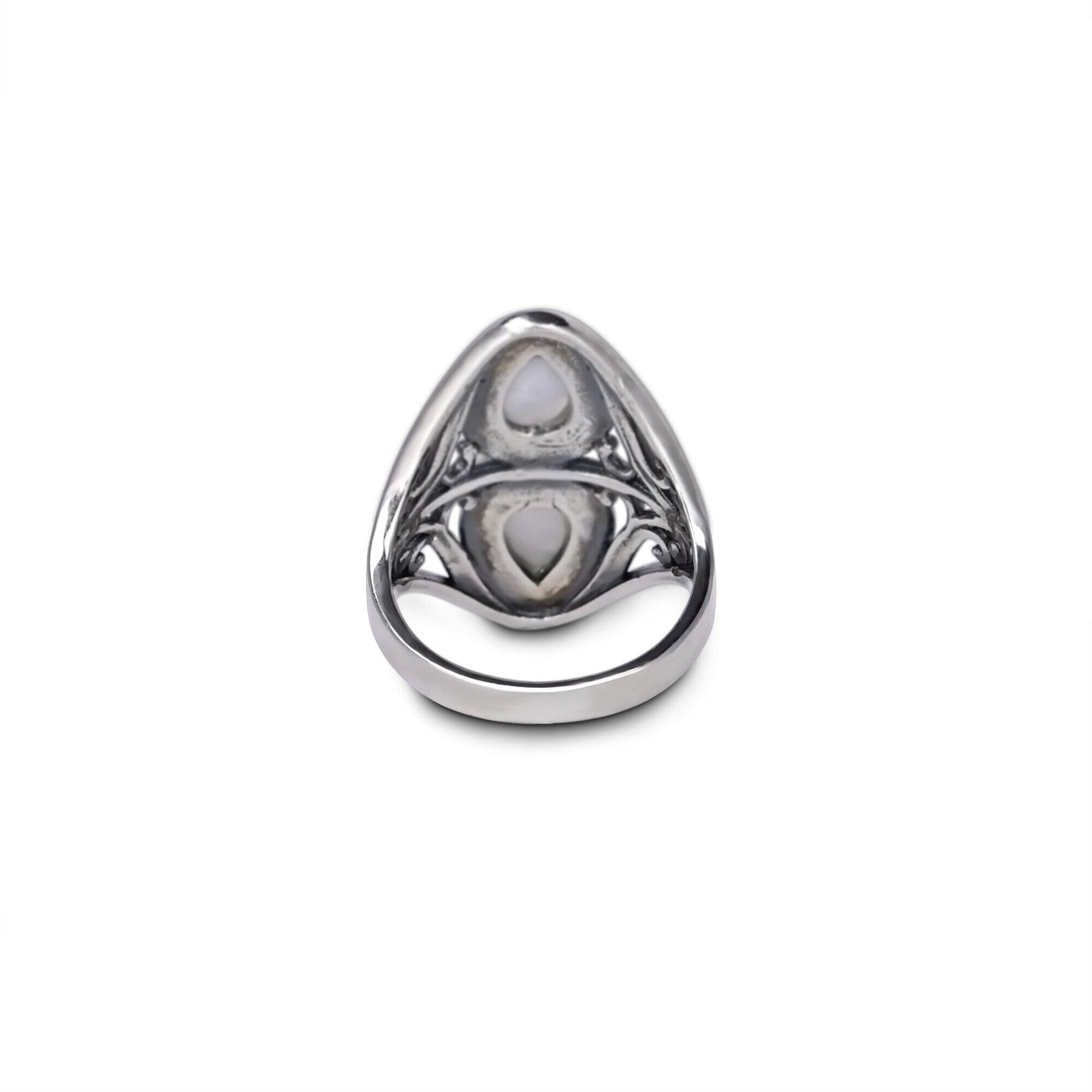 Elegant White Opal Twin Stone Ring