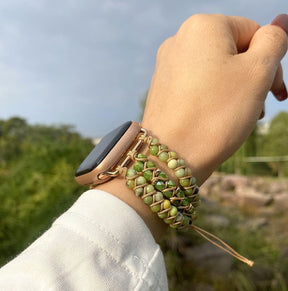 Braided Green Fluorite Modern Fit Apple Watch Strap