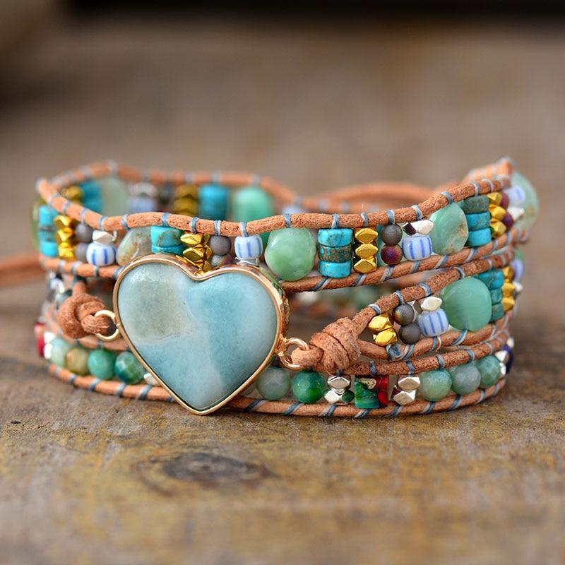Healing Amazon Stone Wrap Bracelet