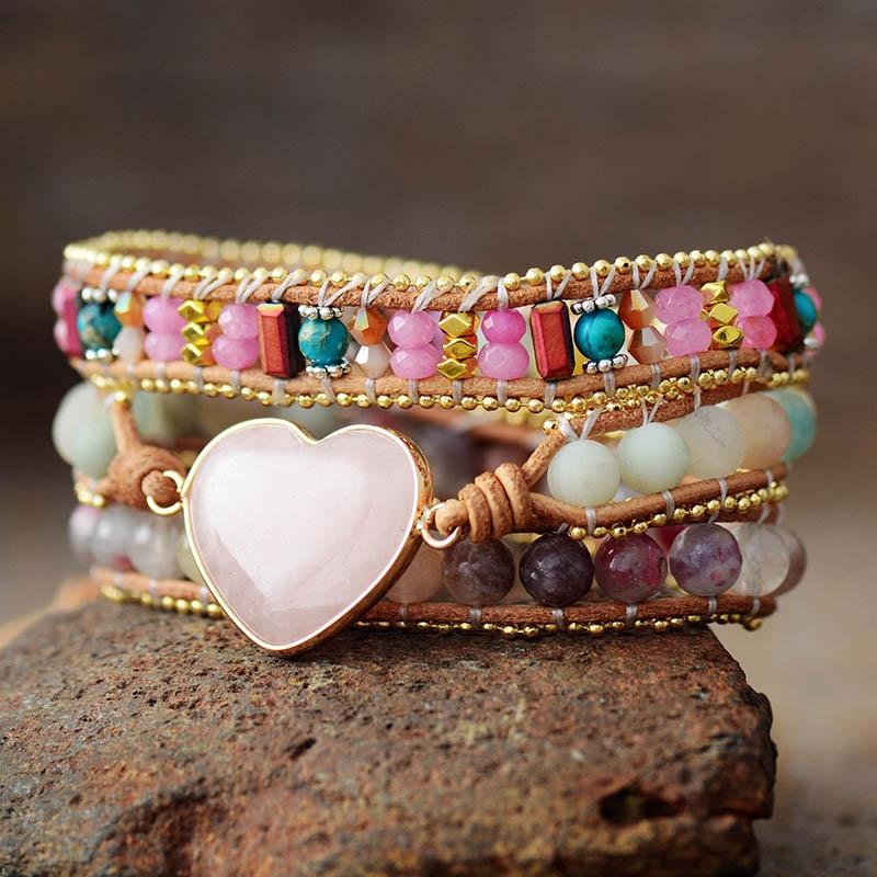 Healing Rose Quartz Positivity Wrap Bracelet