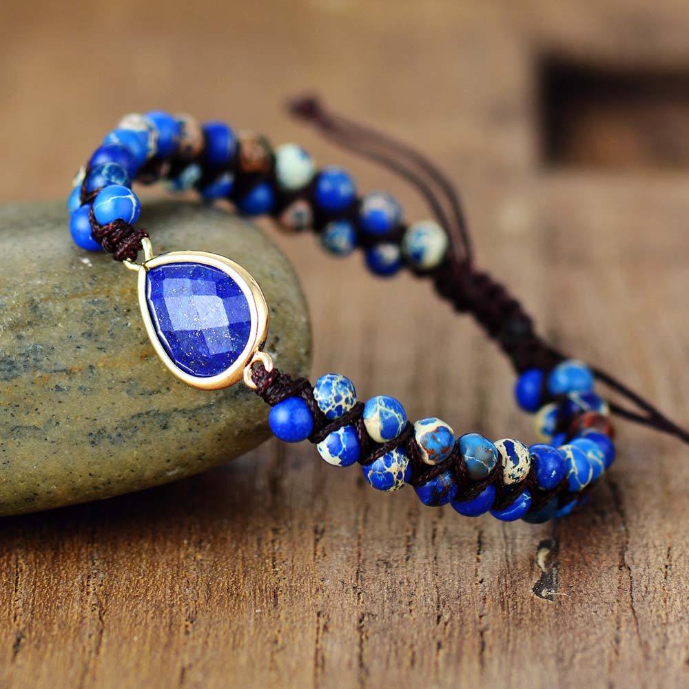 Teardrop Lapis Lazuli Wrap Bracelet